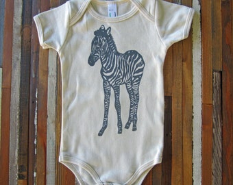 Eco Friendly Baby - Organic Cotton Onesie - Screen Printed American Apparel Baby Onesie - Zebra - One Piece - Handmade (You pick size)