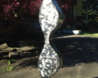 Silver Metal Art Sculpture Steel Sculpture Home Decor Metal Vase by Holly Lentz