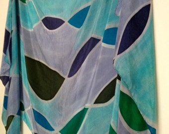 Blue Green Purple Silk Belly Dance Veil or Yardage