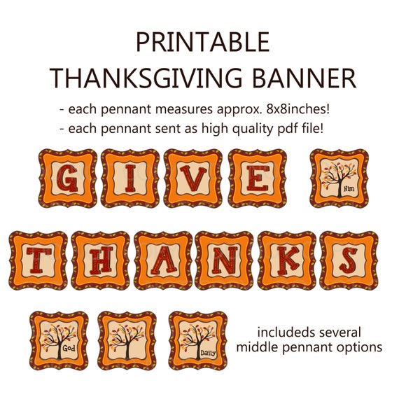 Items similar to Printable DIY Thanksgiving Give  Thanks  