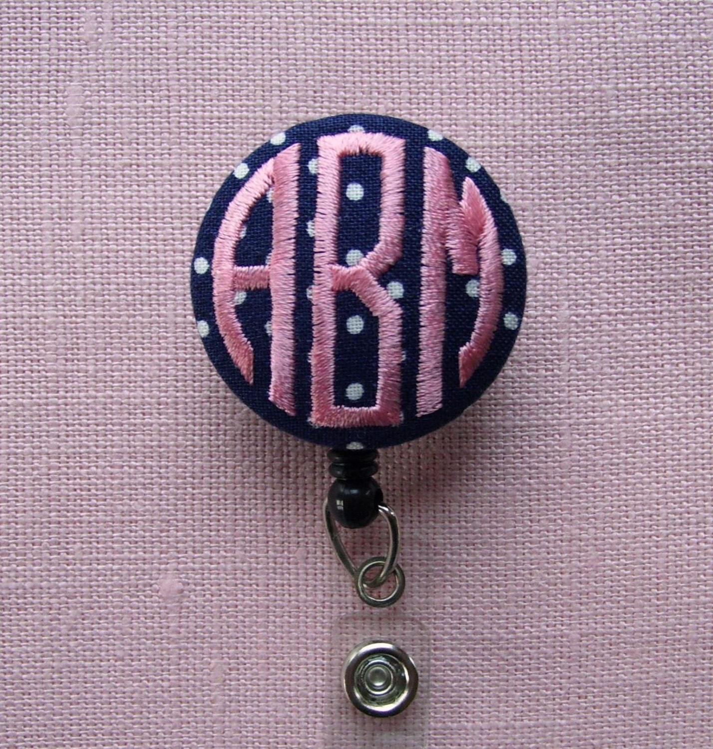Retractable Monogrammed Embroidered Badge Reel / Name Badge