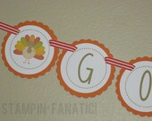 READY to SHIP Thanksgiving Collection: Mini Banner. Gobble Gobble. Turkey. Pumpkin. Harvest. Orange Cocoa Olive Green. Turkey Day. Il_170x135