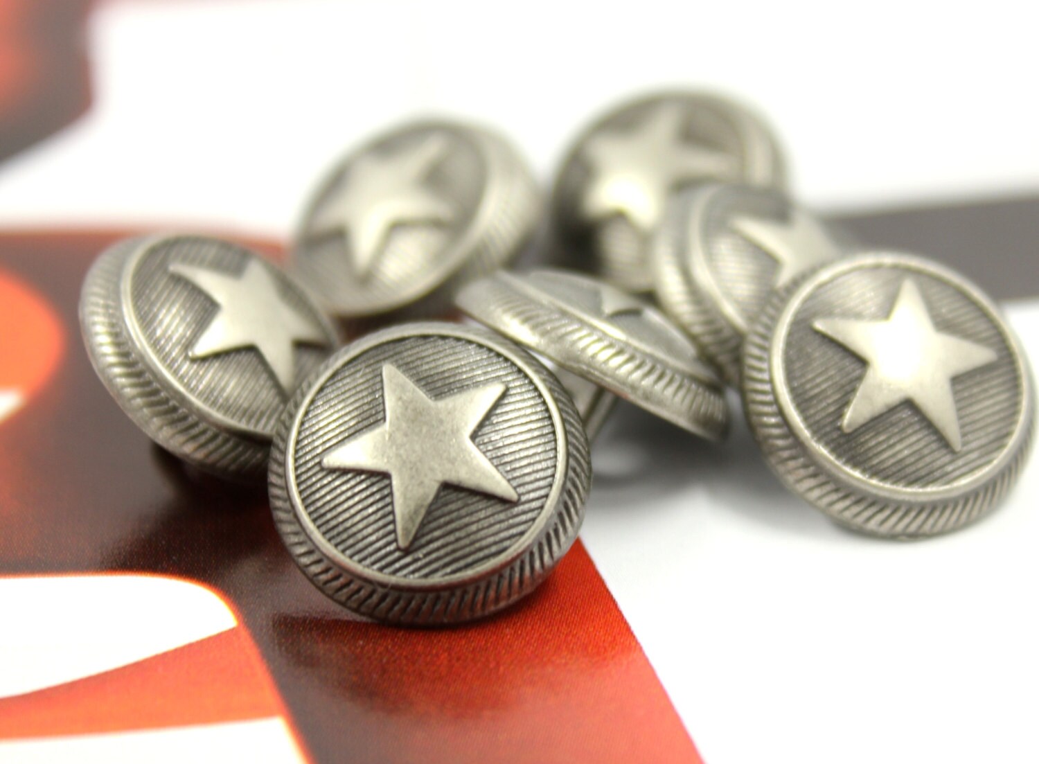 Metal Buttons Roped Star Metal Buttons Nickel Silver Color