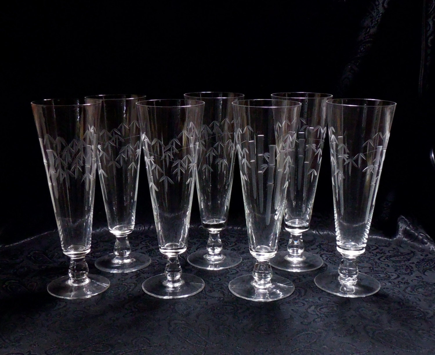 Noritake 7 Crystal Bamboo Pilsners