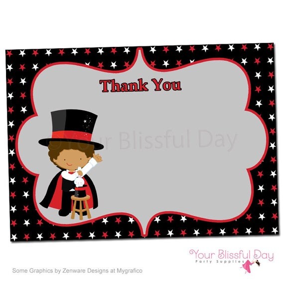 PRINTABLE Boy Magic Show Thank You Cards Il_570xn