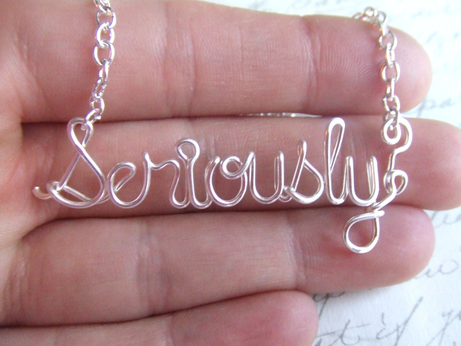 Seriously Necklace Silver Word Necklace Name Necklace Funny