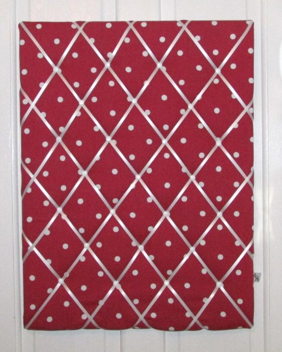 Red Dotty Large Memo Board Fabric Office Study Student