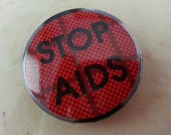 Vintage Stop Aids Pin or Button 1980s Red Light Stop Light Graphic