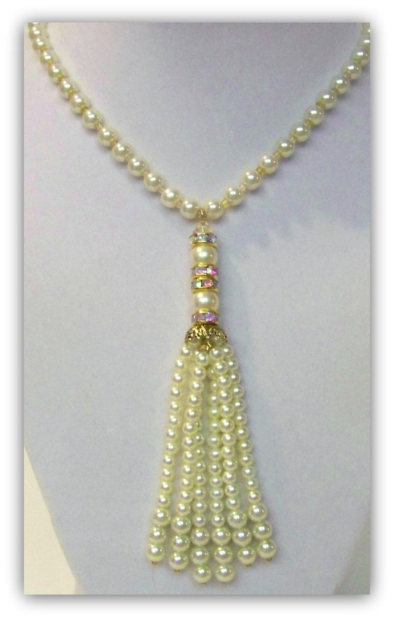 Pearl Necklace Great Gatsby Jewelry 1920s Necklace Pearl