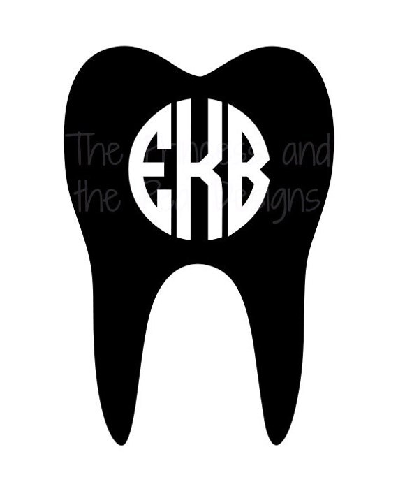 Personalized Tooth Monogram Decal Sticker Dentist Dental