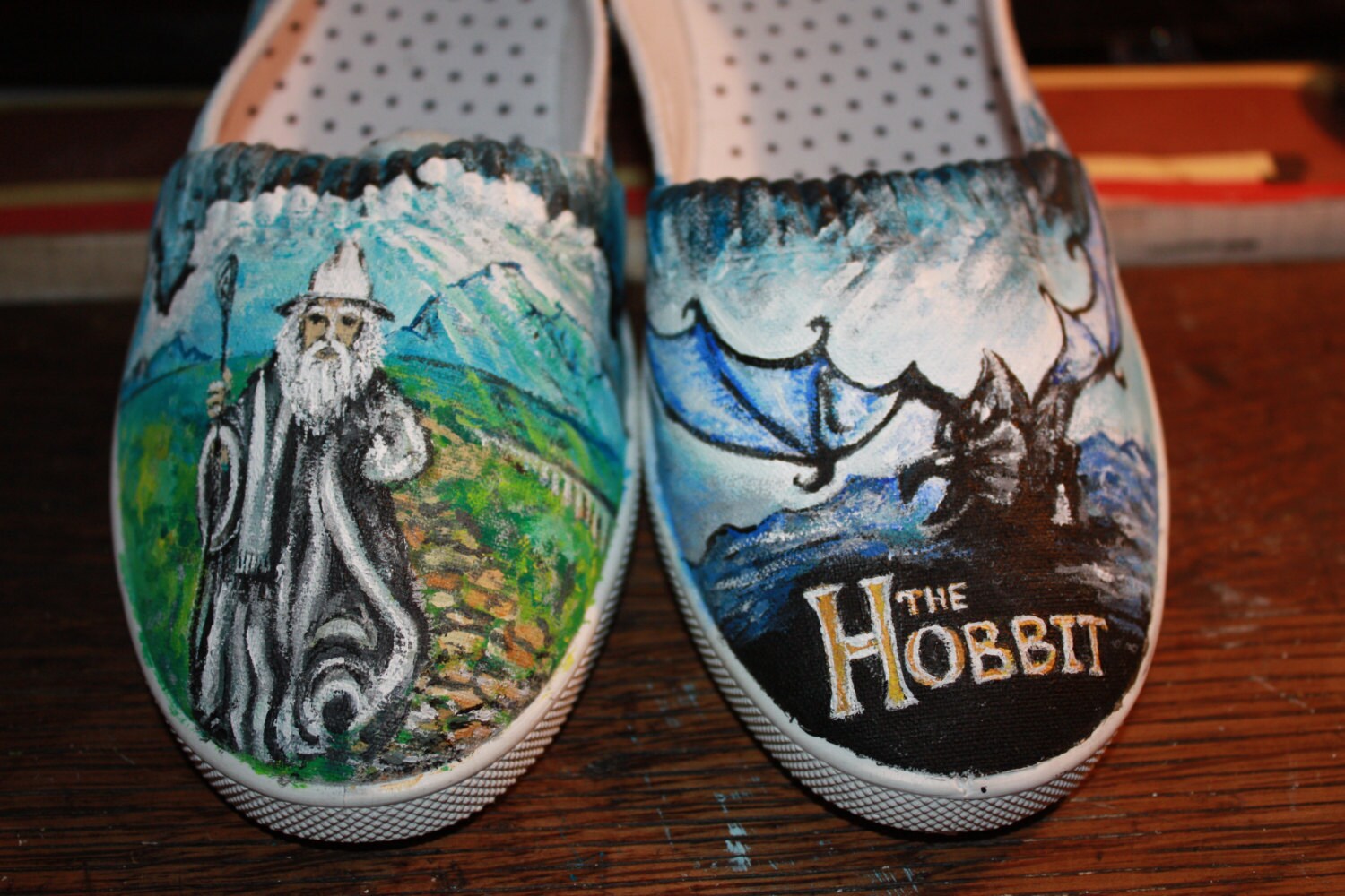 THE HOBBIT Hand Painted shoes Tolkein Smaug Middle Earth