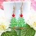 Swarovski Crystal Christmas tree gold earrings, Festive Christmas tree earrings, red and green Christmas earrings, Santa Christmas earrings
