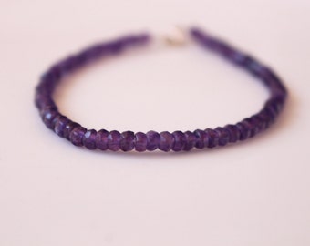 Amethyst Bracelet // Amethyst Faceted Rondelle Bracelet // Purple Gemstone Bracelet
