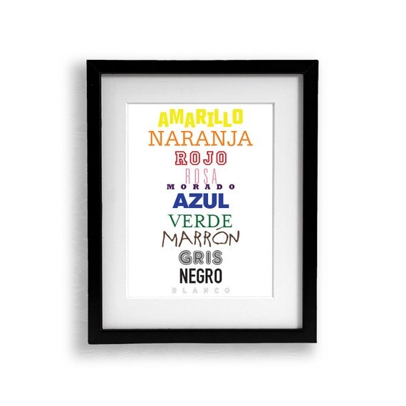 Items similar to Rainbow Spanish Colors Typography Nursery Modern Type
