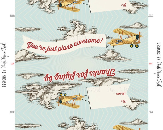 Vintage Retro Airplane Bag Topper - Print your own - Digital File - Instant download