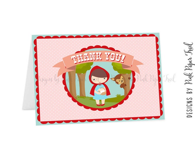 Little Red Riding Hood Thank You Card, DIY, Printable Card