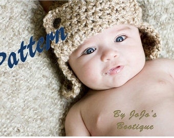 PDF Baby Aviator Pattern - Chunky Aviator Hat - Boy's Crochet Hat Pattern - Instant Download-by JoJosBootiqueC