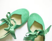 Heart Shaped Soft Mint Green Handmade Ballet Flats