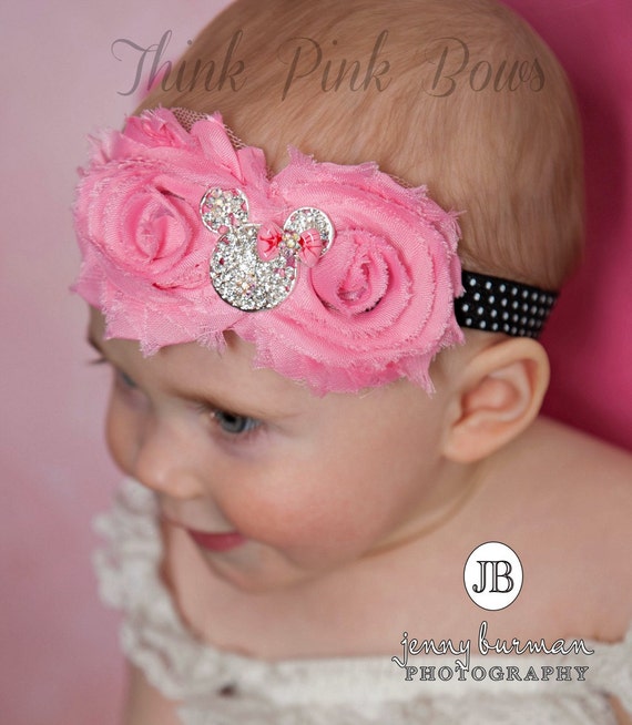 Minnie Mouse Headband,Mickey headband,Baby Headbands, Newborn Headband, girls headbands,Minnie Headband,Infant Headband, Baby Hairbows.#32 by ThinkPinkBows