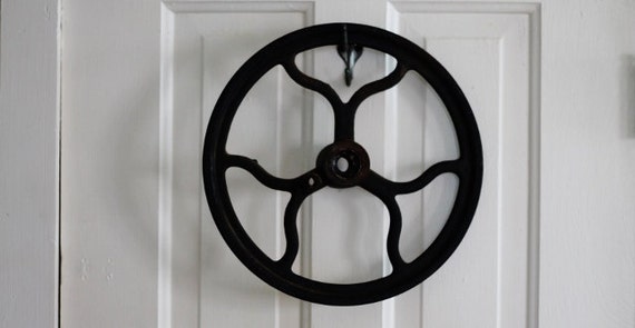 Antique Treadle Sewing Machine Wheel - Steampunk Industrial Wall Art Home Decor