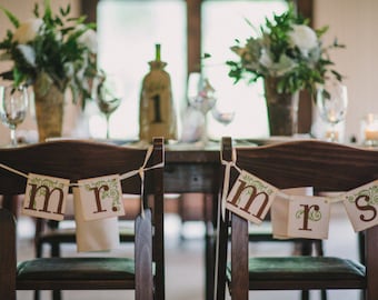 Mr. and Mrs. Signs / Wedding Garlands and Banner / Wedding Sign / Wedding Decor / Brown and Green