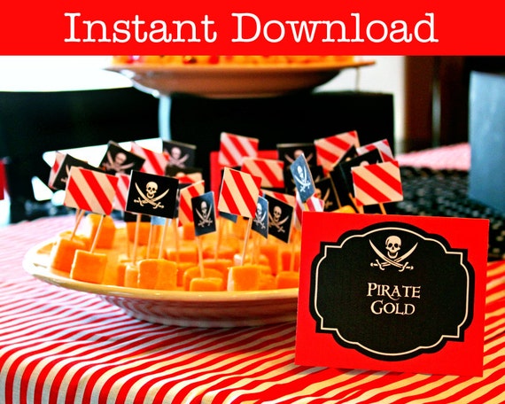 Pirate Party Food Labels or Candy Buffet Tags - INSTANT DOWNLOAD Il_570xn