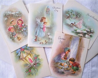 Christmas Cards, Vintage Cards, 1960s Christmas, Children, Angel ...