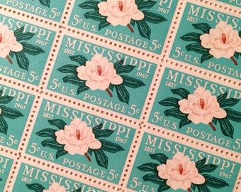 Set of 10 Mississippi Magnolia stamp. 5c unused postage stamp from 1967
