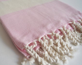Bathstyle Turkish BATH Towel Peshtemal - SOFT - Pink Color - Wedding Gift, Beach, Spa, Swim, Pool Towels and Pareo