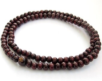 Purple Wood 108 Beads Tibet Buddhist Buddha Prayer Stretchy Mala Necklace FO  ZZ054