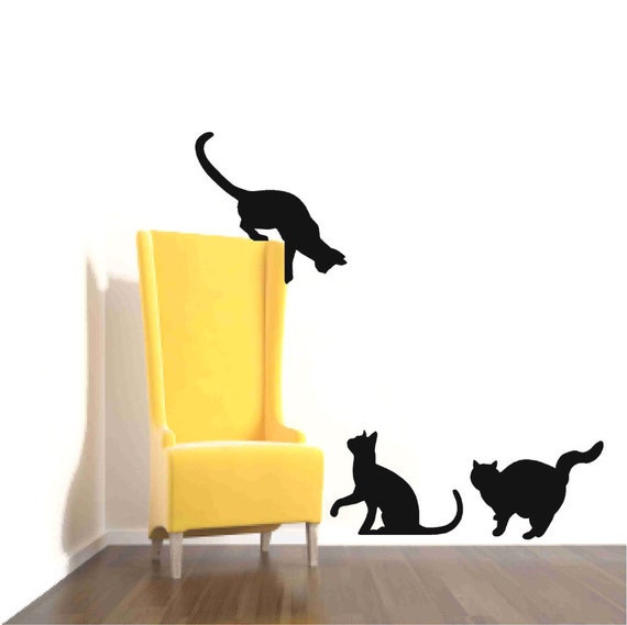 Adorable Cat Wall DecalsNursery DecorCat Lovers Stickers