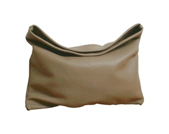 Taupe leather clutch - Foldover clutch - Minimalist Leather Clutch - Leather Bag - Soft Leather Bag, Every day Clutch- Basics Collection