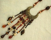 Gypsy dancer bohemian necklace boho jewelry earthy colors beaded macrame necklace - tagt team
