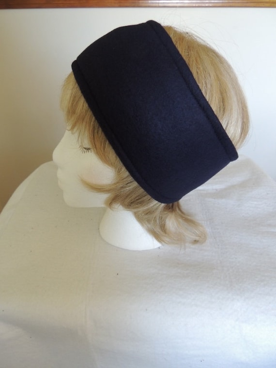 Navy Fleece Headband Blue Fleece Ear Warmer by MaAndPaPeddle