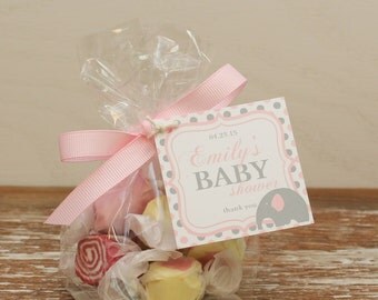 24 Mini Cellophane Favor Bags - Elephant Tag Design - Baby Shower Favor Bags // Party Favor Bags // 1st Birthday Party Favor Bags