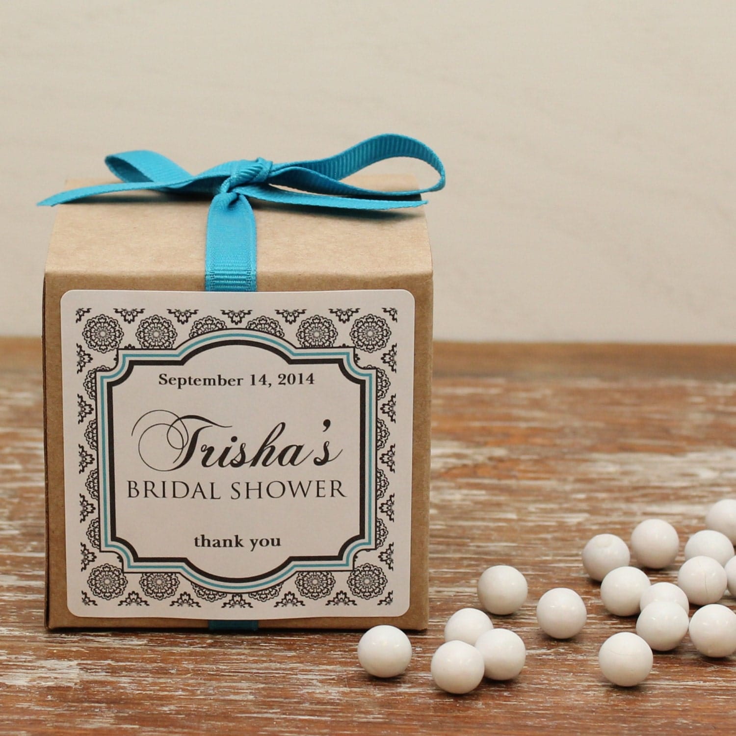 12 Personalized Bridal Shower Favor Boxes West Label