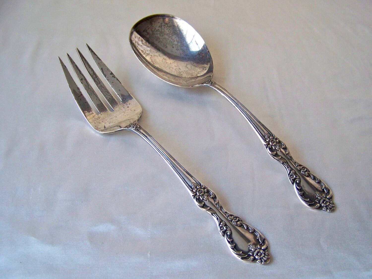 Vintage Serving Fork and Spoon WM Rogers Silver by CynthiasAttic