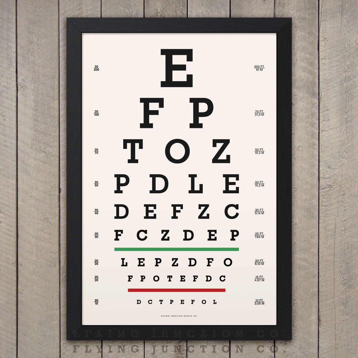 eye chart print classic snellen vintage look