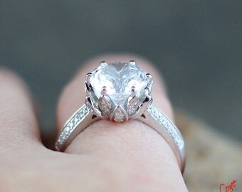 forever one moissanite lotus flower diamond engagement ring 27 3 ct 9mm 14k 18k white yellow - Lotus Wedding Ring forever one moissanite lotus flower diamond engagement ring 27 3 ct 9mm 14k 18k white yellow - Lotus Wedding Ring