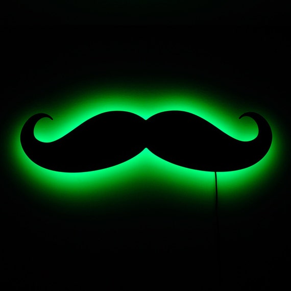 Mustache Wall Light Lighted Wall Hanging Mustache / Moustache Sign