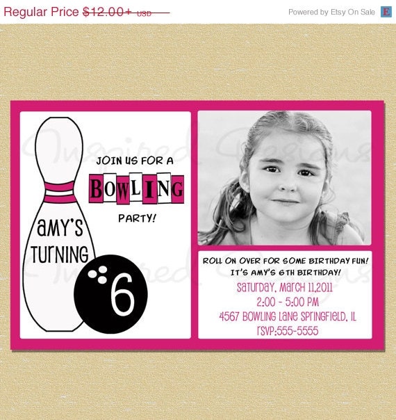 10% OFF SALE Hot Pink Girl Bowling Birthday Invitation - Any Age Il_570xn
