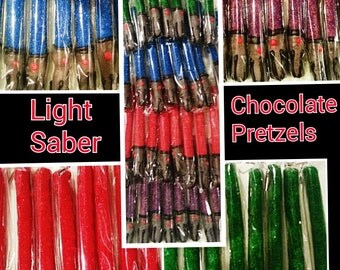 Star Wars party favors Lightsabers chocolate pretzels 12 star wars party favors** please read shop policies before ordering