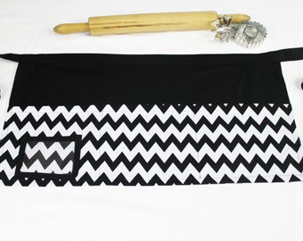 Custom Teacher Adult Apron with ID holder and pockets - custom made with your choice of fabric