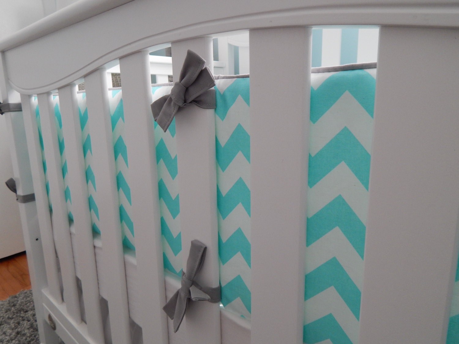 Crib Bumper Pads with piping Made with NuFoam by GRACEandCRUZ