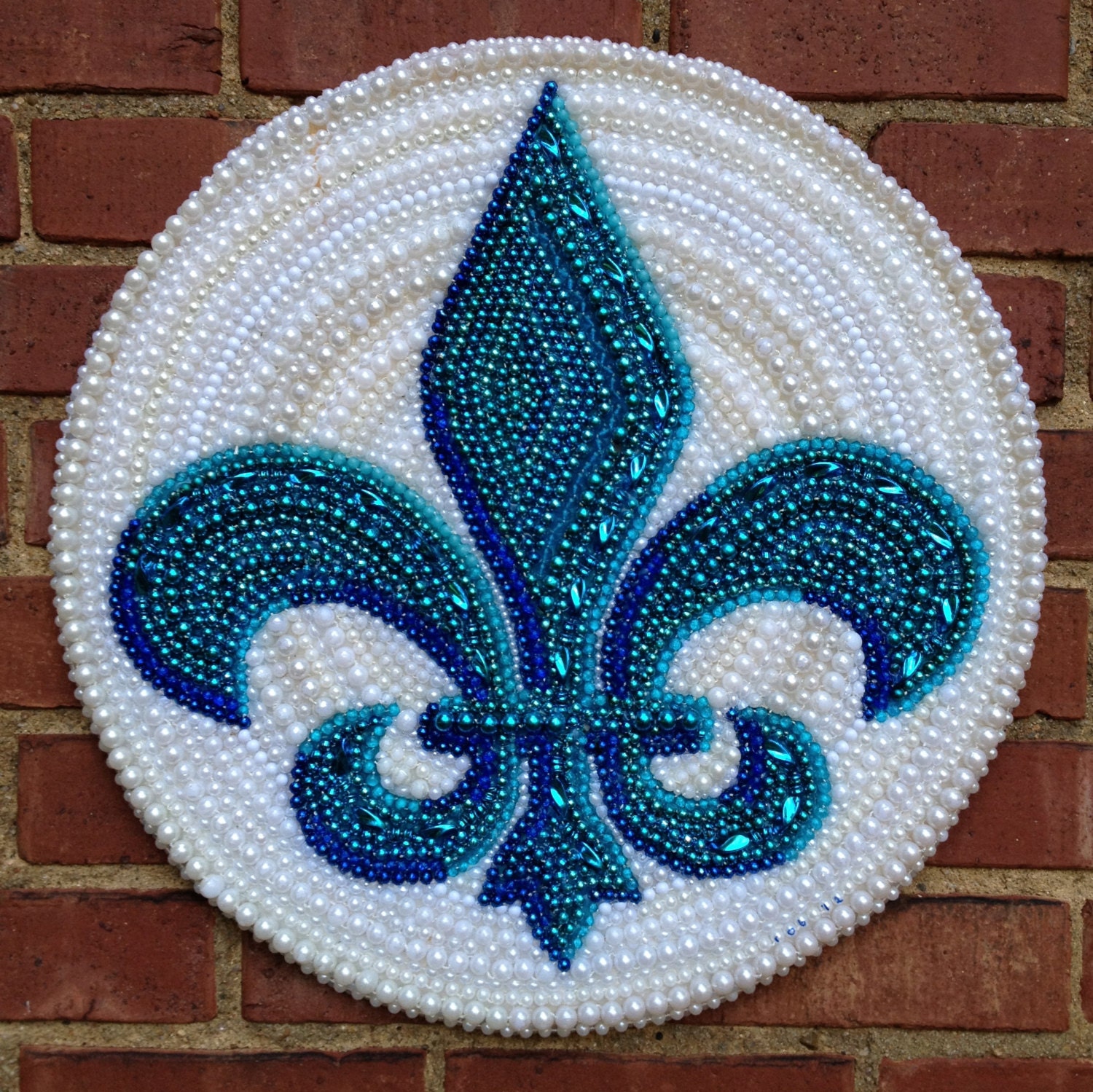 mardi gras bead art fleur de lis by desertjuan on Etsy