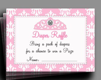 50% OFF SALE - Princess Diaper Raffle Printable - Instant Download - Diamond Tiara Collection