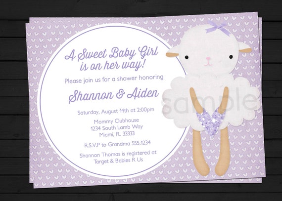 Little Lamb Baby Shower Invitation Digital File YOU-PRINT