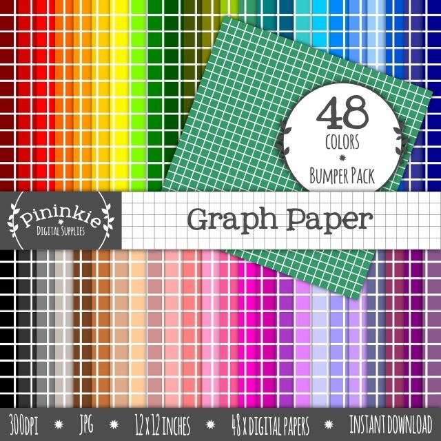 48 Graph Digital Paper Pack Grid Digital Scrapbooking Paper