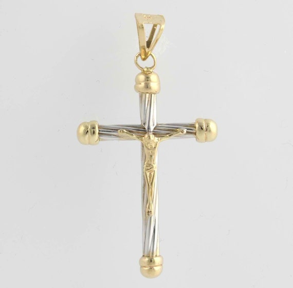 Crucifix Pendant - 14k Yellow  White Gold Cross Religious Catholic ...