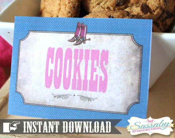 Cowgirl Party Labels - INSTANT DOWNLOAD - Editable & Printable Birthday Decorations by Sassaby Il_570xn